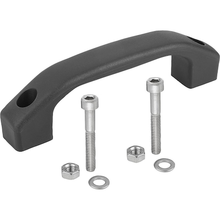 Kipp Pull Handle L=122, Form:A, Polyamide Black Ral7021, Comp:Stainless Steel, A=100, D=M05 K1060.1100052